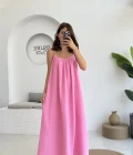 Vera Askılı Elbise - Pembe - 3062