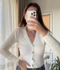 Zra Model Sakallı Yumoş Hırka Beyaz