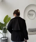 Zoya Deri İpli Kısa Trençkot - Siyah - Kod: 7488