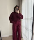 Zr Kumaş Palazzo Pantolon Bordo