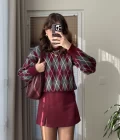 Zr Model Mini Yırtmaçlı Şort Etek Bordo