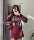 Zr Model Mini Yırtmaçlı Şort Etek Bordo