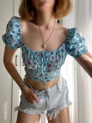 Mays Mavi Crop Bluz
