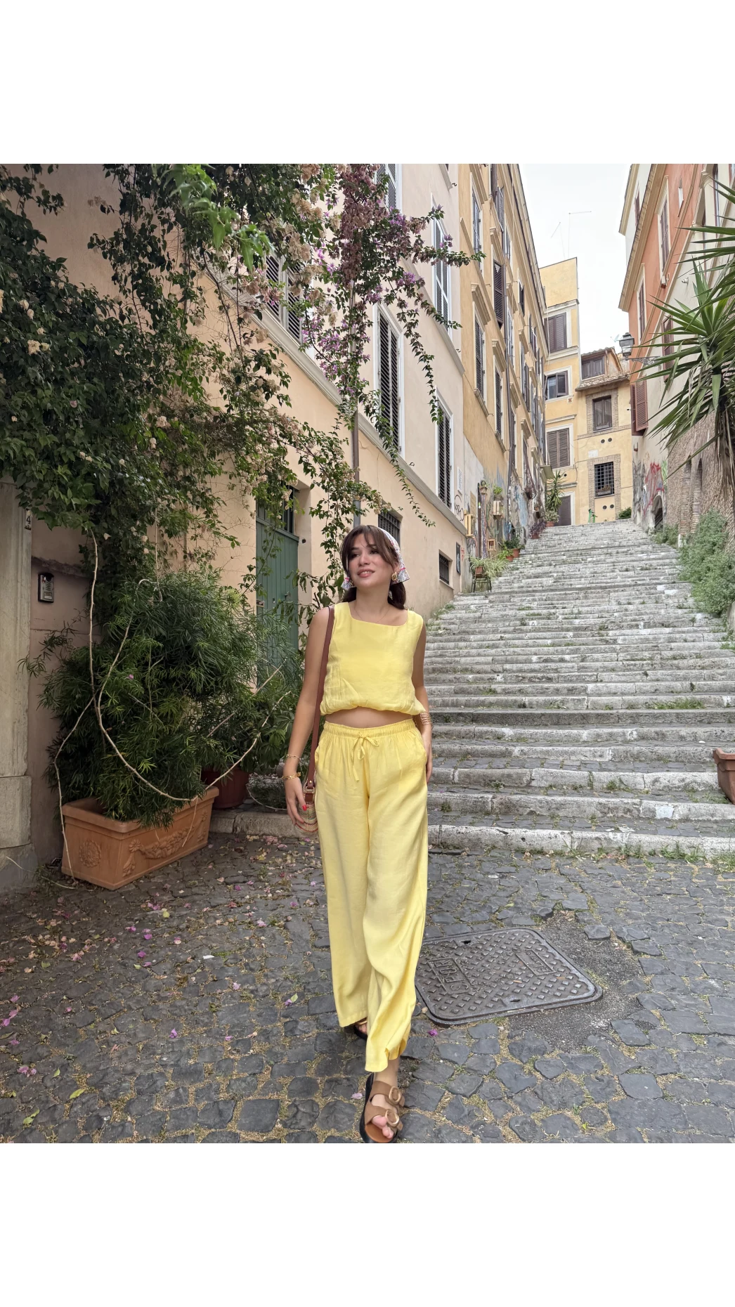 Alex Beli Lastik Detay Modal Takım - Sarı - 8013