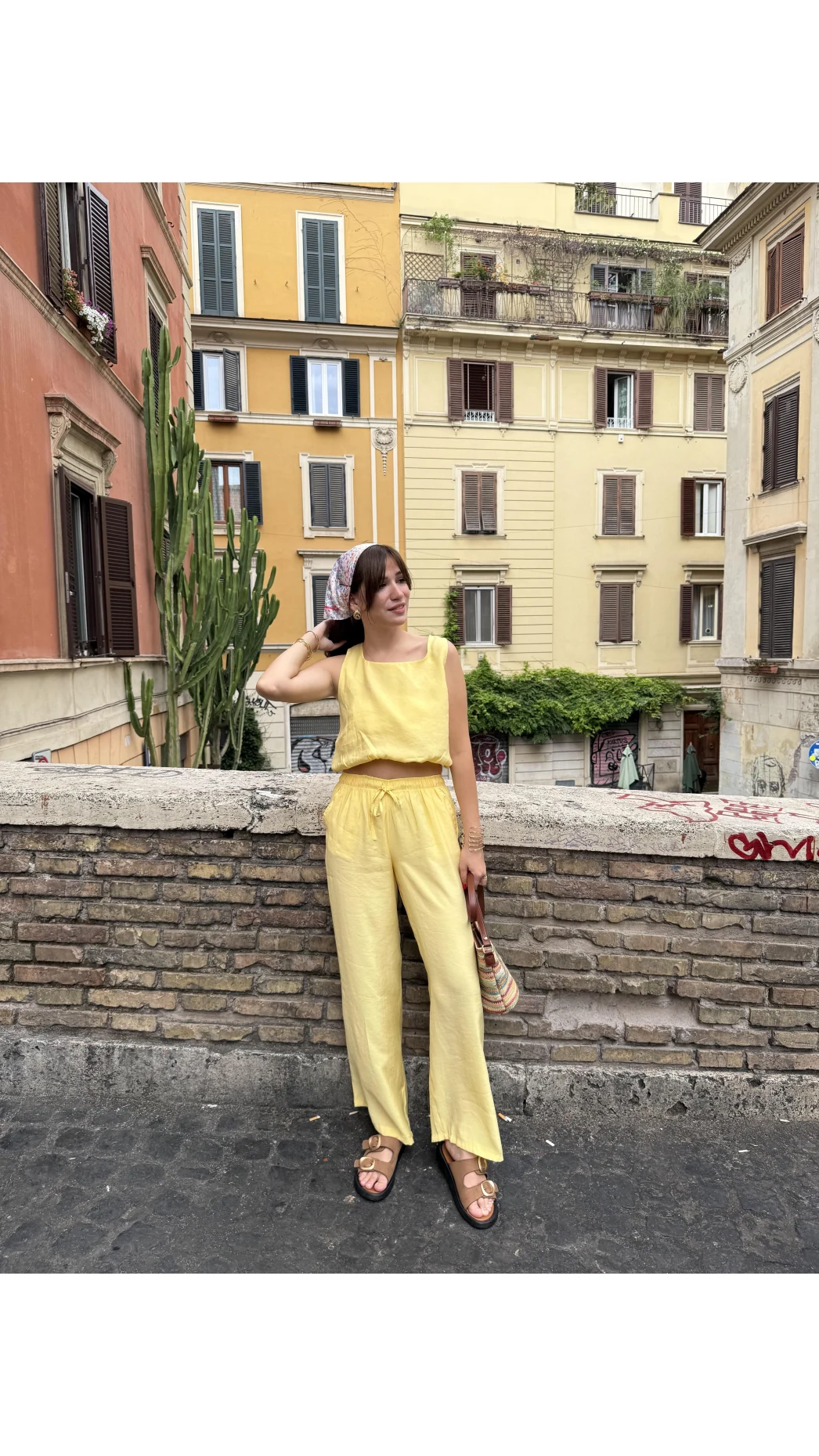 Alex Beli Lastik Detay Modal Takım - Sarı - 8013