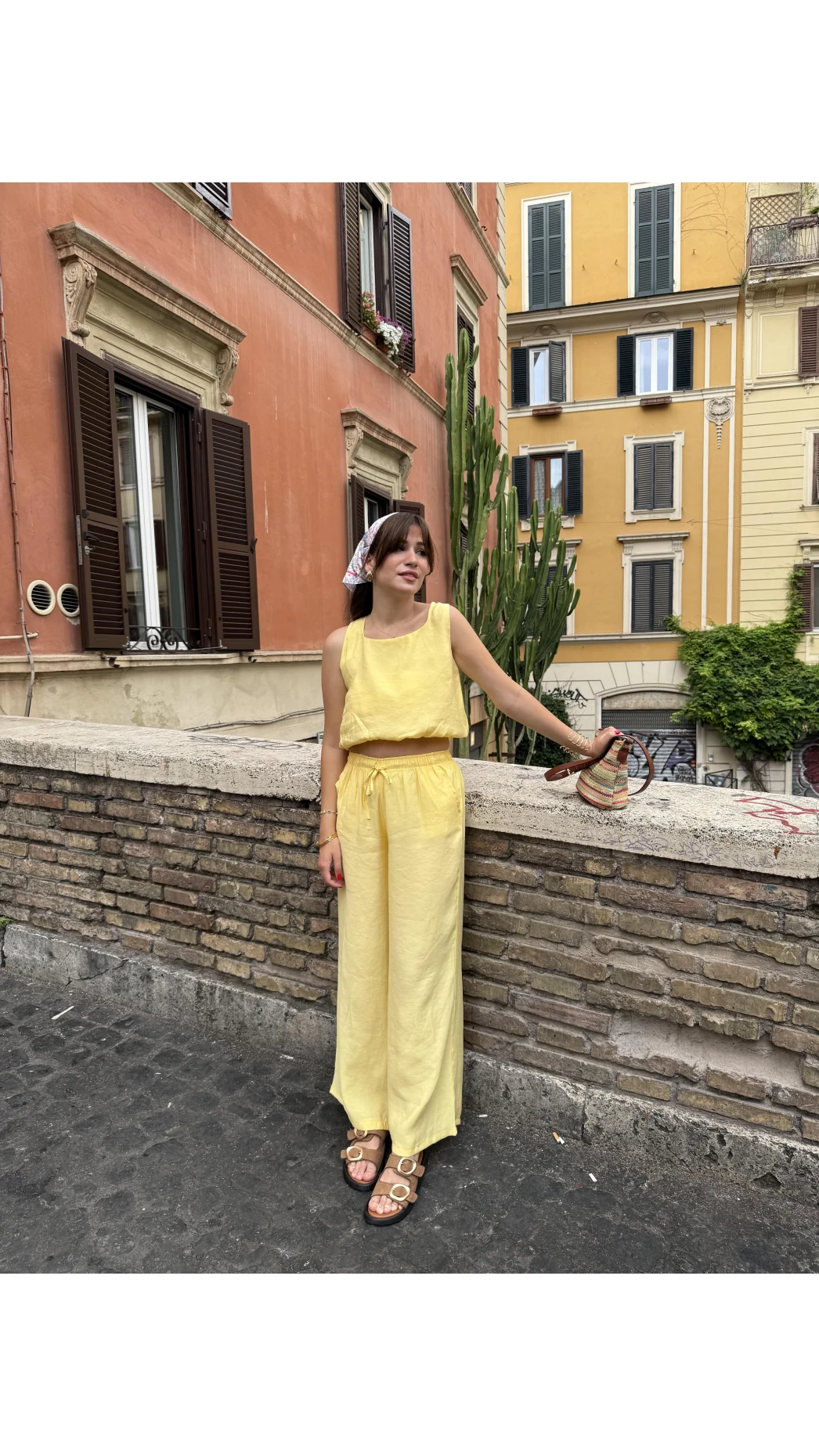 Alex Beli Lastik Detay Modal Takım - Sarı - 8013