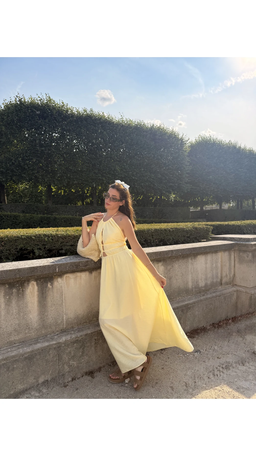 More Paris Sarı Sırt Detay Elbise