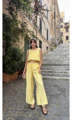 Alex Beli Lastik Detay Modal Takım - Sarı - 8013