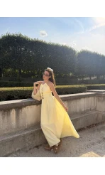 More Paris Sarı Sırt Detay Elbise