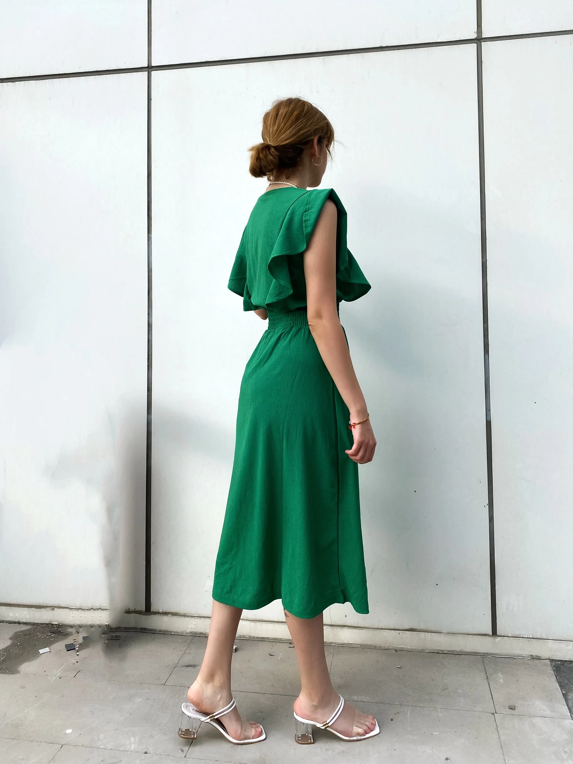 Green Midi Boy Elbise
