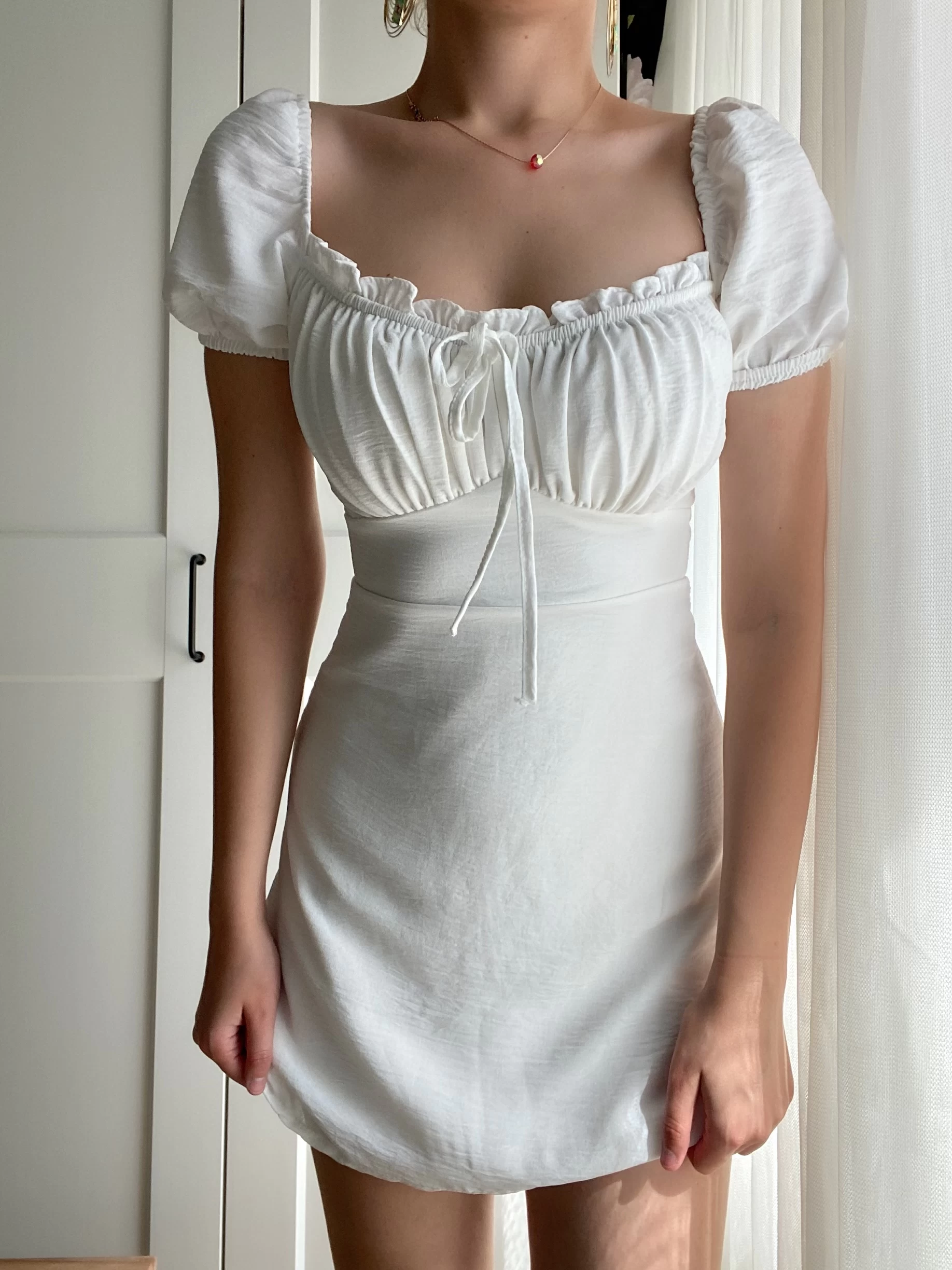 Maly Beyaz Renk Mini Elbise