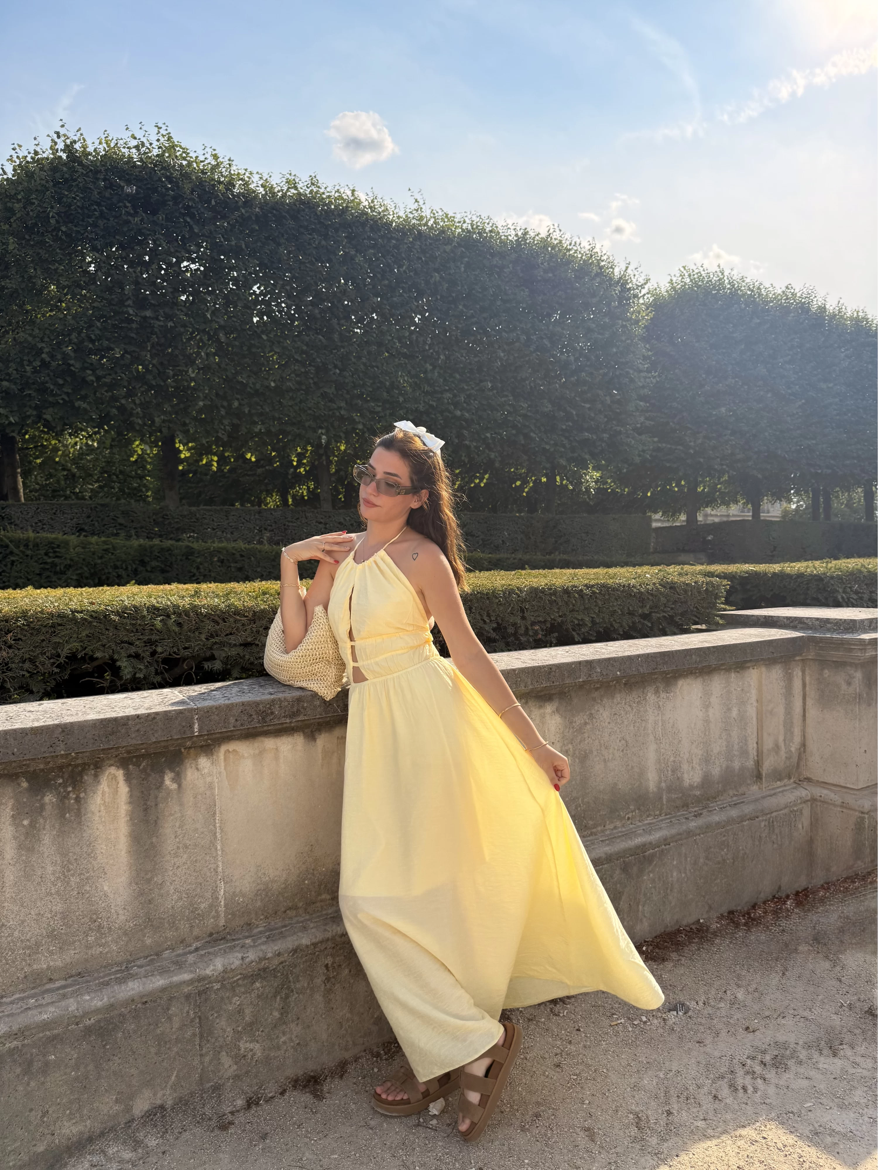 More Paris Sarı Sırt Detay Elbise