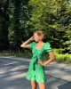Yeşil Çiçekli Elbise