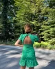 Yeşil Çiçekli Elbise