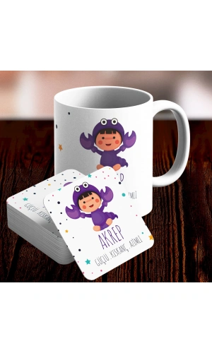 Akrep Burcu Özel Sevimli Kupa ve Altlık Seti