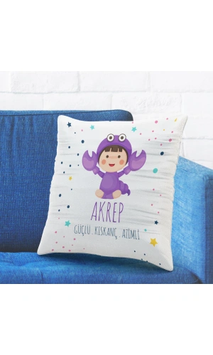 Akrep Burcuna Özel Tasarımlı Sevimli Yastık Kılıfı