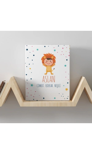 Aslan Burcuna Özel Tasarım Kanvas  Tablo