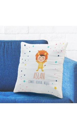 Aslan Burcuna Özel Tasarımlı Sevimli Yastık Kılıfı