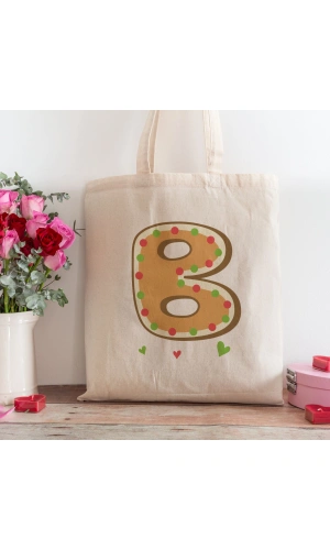 B Harfi Tasarımlı Alışveriş Plaj Bez Çanta