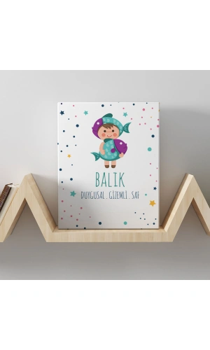 Balık Burcuna Özel Tasarım Kanvas  Tablo