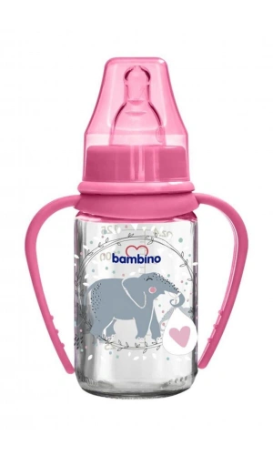 Bambino Kulplu Cam Biberon 125 ml - Pembe