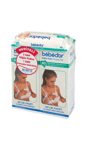 Bebedor 2 li Göğüs Pedi 80 adet - Pamuklu Islak Mendil Hediyeli