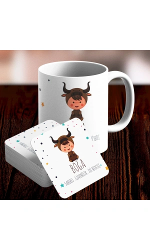 Boğa Burcu Özel Sevimli Kupa ve Altlık Seti