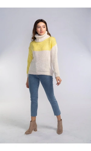 Boğazlı Örgü Kazak-SARI