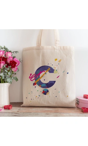 Ç Harfi Tasarımlı Alışveriş Plaj Bez Çanta