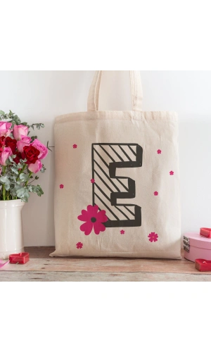 E Harfi Tasarımlı Alışveriş Plaj Bez Çanta