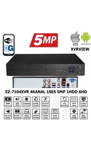EZCOOL EZ-7104XVR 4CH 5MP KOAKSIYEL SES XVRVIEW