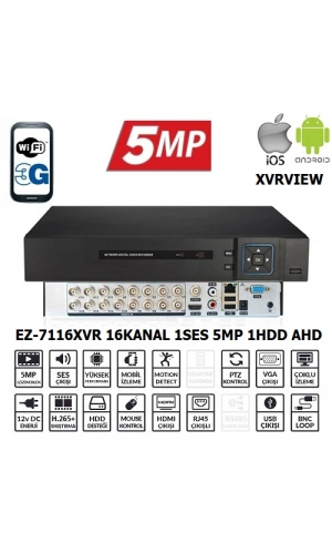 EZCOOL EZ-7116XVR 16CH 5MP KOAKSIYEL SES XVRVIEW