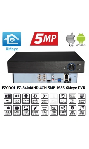 EZCOOL EZ-8404AHD 4KANAL 5MP 1SES 1HDD XMEYE XVR