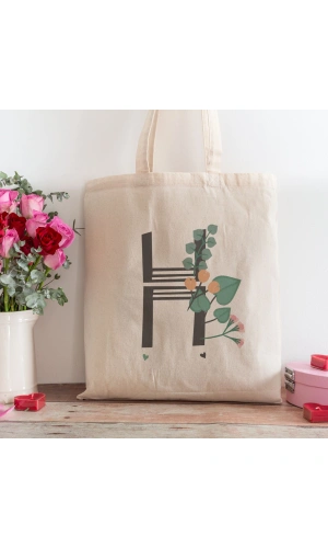 H Harfi Tasarımlı Alışveriş Plaj Bez Çanta