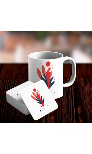 İ Harfi Tasarımlı Kupa ve Bardak Altlığı Seti