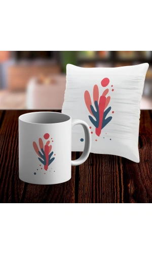 İ Harfi Tasarımlı Kupa ve Yastık Kılıfı Hediye Seti