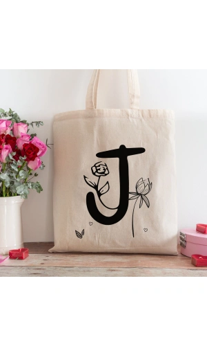 J Harfi Tasarımlı Alışveriş Plaj Bez Çanta