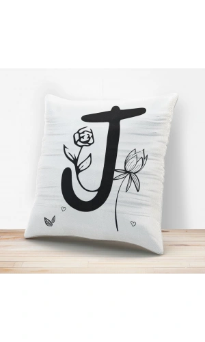 J Harfi Tasarımlı Yastık Kılıfı