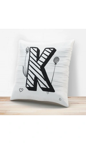 K Harfi Tasarımlı Yastık Kılıfı