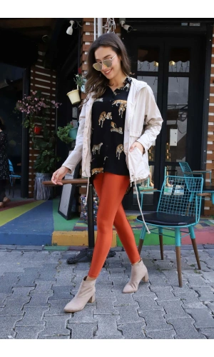 Kapüşonlu Kordonlu Yağmurluk- BEJ