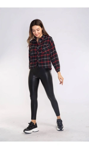 Kesik Uçlu Ekose Gömlek-SİYAH