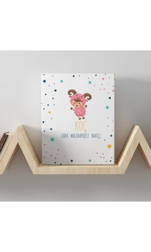 Koç Burcuna Özel Tasarım Kanvas  Tablo