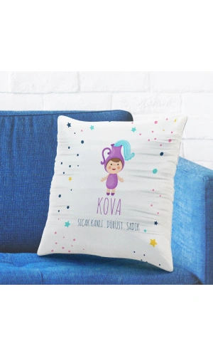 Kova Burcuna Özel Tasarımlı Sevimli Yastık Kılıfı
