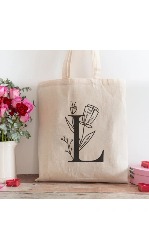 L Harfi Tasarımlı Alışveriş Plaj Bez Çanta