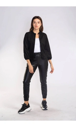 Lastikli Cepli Deri Pantolon-SİYAH