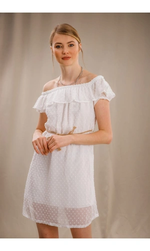 Madonna Yaka Elbise - BEYAZ