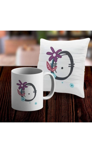 O Harfi Tasarımlı Kupa ve Yastık Kılıfı Hediye Seti