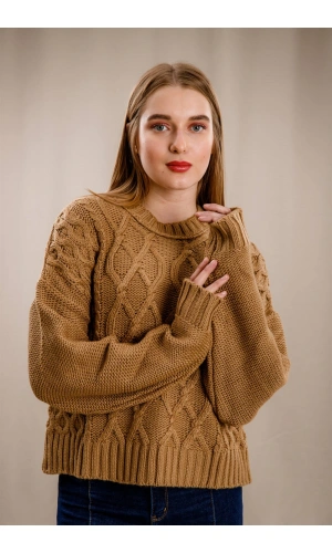 Örgü Kazak-KAHVERENGİ