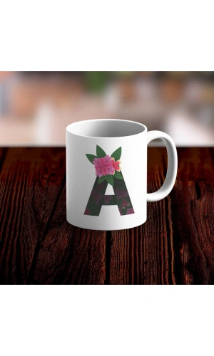 Özel Tasarım A Harfi Beyaz Kupa Bardak