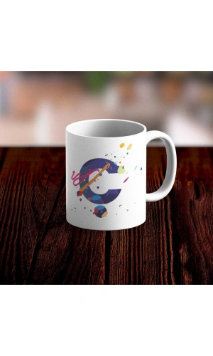 Özel Tasarım Ç Harfi Beyaz Kupa Bardak